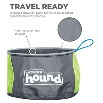 Outward Hound Port-A-Bowl Portable Dog Dish, 48 oz