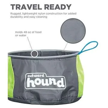 Outward Hound Port-A-Bowl Portable Dog Dish, 48 oz