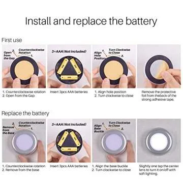 STAR-SPANGLED 5 Pack 2.8” Push Tap Lights, Stick on Touch Puck Lights AAA Battery Operated, LED Sticky Button Lights for Classroom, Kitchen, Under Cabinet, Closet (Sliver, Cool White)