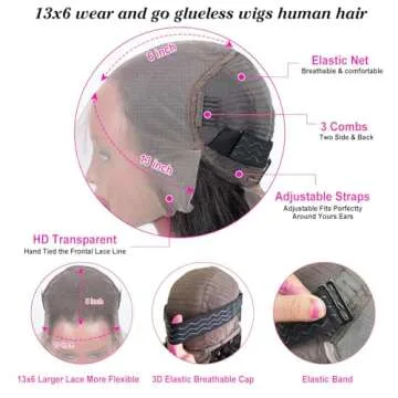 ANNELBEL 13x6 Wear and Go Glueless Body Wave Lace Front Wigs Human Hair HD Transparent Lace Frontal Wigs Pre Plucked with Baby Hair 180% Density Human Hair Wigs for Black Women 18 Inch Natural Color