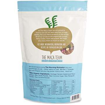 The Maca Team The Morning Motivator Maca Coffee, Caffeine-Free Coffee, GMO-Free, Vegan and Fair Trade Coffee, 1 Pound, 50 Servings