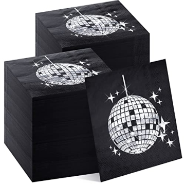 160 Pack Disco Party Cocktail Napkins - Stylish Disposable 70s 80s 90s Party Supplies