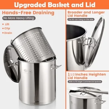 ARC 64 Quart Stainless Steel Seafood Boil Pot for Outdoor Cooking