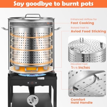 ARC 64 Quart Stainless Steel Seafood Boil Pot for Outdoor Cooking