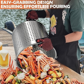 ARC 64 Quart Stainless Steel Seafood Boil Pot for Outdoor Cooking