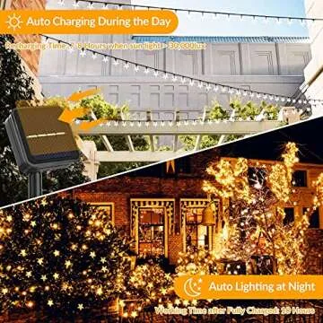 Extra-Long 4-Pack 400 LED Solar Star String Lights Outdoor 160FT, Waterproof Decorative Lights Each 40FT with 8 Lighting Modes, Solar Powered Garden Lights for Christmas Tree Party Wedding Patio Yard