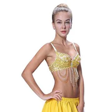 Gold Bra Rave Outfit for Women Tops Belly Dancing Dance Dancer Top Clothes Festival Carnival Lingerie Hot