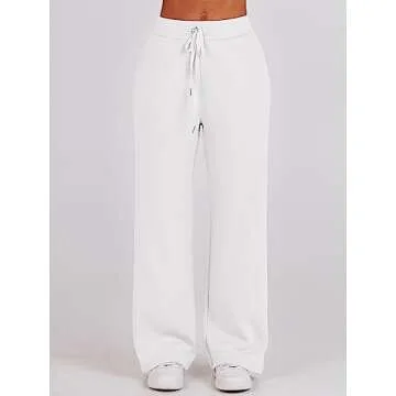 ANRABESS Women 2 Piece Outfits Sweatsuit Oversized Sweatshirt Sweatpants Tracksuit Sweat Lounge Matching Set 2025 Fall Trendy White Large