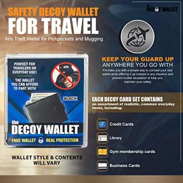 Decoy Wallet – Unique Fake Wallet with Fake Credit Cards for Safety – Travel Wallet with 6 Unise...