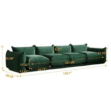 BOKIFOL Modular Sectional Sofa,104inch Minimalist Sofa Couch,Convertible Couch with Ottoman, Chenill...