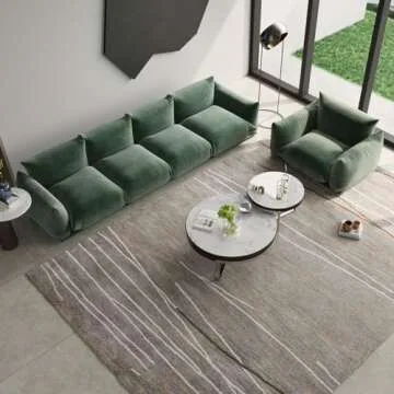 BOKIFOL Modular Sectional Sofa,104inch Minimalist Sofa Couch,Convertible Couch with Ottoman, Chenilleyarn 4Seater Modern Living Room Sofa Sets for Office House