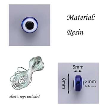 200 Pieces Flat Round Evil Eye Beads Handmade Resin Lampwork Beads 8mm Charms Spacer Beads for Brace...