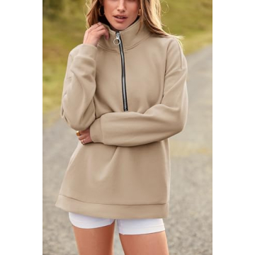 PRETTYGARDEN Women's Stylish 1/4 Zip Pullover Sweatshirt