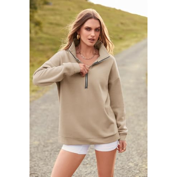 PRETTYGARDEN Women's Stylish 1/4 Zip Pullover Sweatshirt