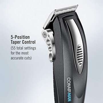 ConairMAN Hair Clippers for Men, 20-Piece Home Hair Cutting Kit with Lithium Ion Powered Cordless Clipper
