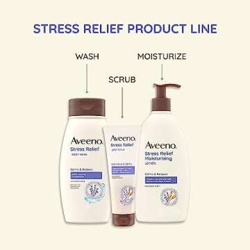 Aveeno Stress Relief Body Wash with Soothing Oat & Lavender Scent for Sensitive Skin, Moisturizing Shower Wash Gently Cleanses & Helps You Feel Calm & Relaxed, Sulfate-Free, 18 fl. oz