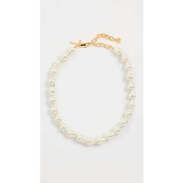 Lele Sadoughi Women's Baroque Pearl Collar Necklace, Pearl, Off White, One Size