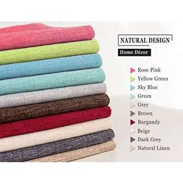 Stellhome Linen Throw Pillow Covers Square Solid Farmhouse Burlap Cushion Covers for Bed Couch Sofa Bench, 18 x 18 inch (45 cm), Natural Linen, Set of 2