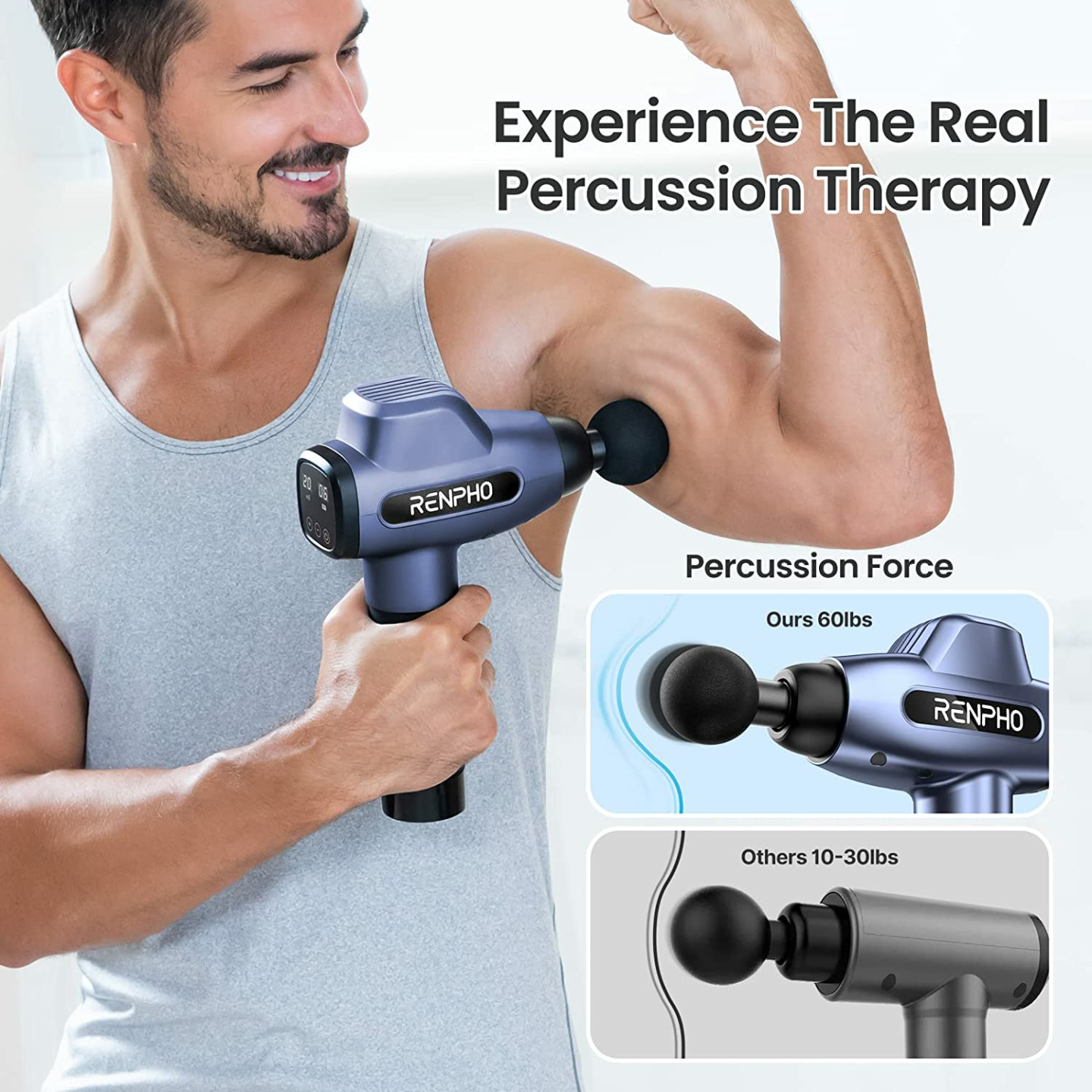 RENPHO Mini Massage Gun for Athletes | Heat & Percussion