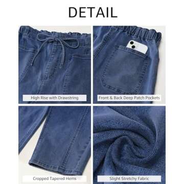 luvamia Blue Jeans for Women Women's Pants Baggy Jeans for Woman Stretchy Jeans for Women Jeans for Women High Waist Wide Leg Jeans for Women Medium Blue Size XX-Large US Size 20 to Size 22