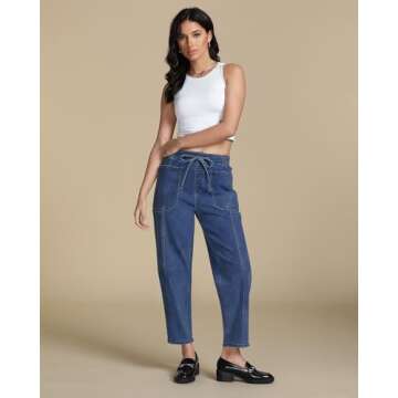 luvamia Blue Jeans for Women Women's Pants Baggy Jeans for Woman Stretchy Jeans for Women Jeans for Women High Waist Wide Leg Jeans for Women Medium Blue Size XX-Large US Size 20 to Size 22