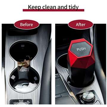 JUSTTOP Car Trash Can with Lid, Mini Stylish Trash Can