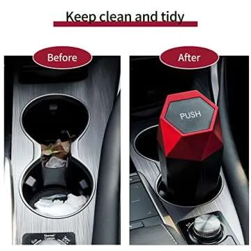 JUSTTOP Car Trash Can with Lid, Mini Stylish Trash Can