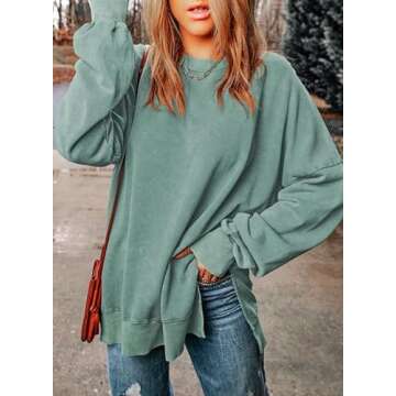 SHEWIN Women’s Cozy Crewneck Sweatshirt for Fall