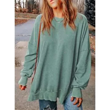 SHEWIN Women’s Cozy Crewneck Sweatshirt for Fall