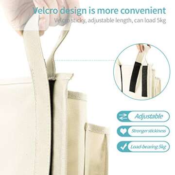 Bseash Bunk Bed Organizer, Bedside Caddy Hanging Bed Organizer Storage Bag 8 Pockets, for College Dorm Rooms Bed, Hospital Bed, Baby Bed Rails, 600D Oxford Cloth (Beige)