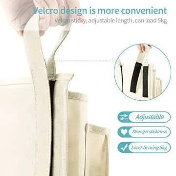 Bseash Bunk Bed Organizer, Bedside Caddy Hanging Bed Organizer Storage Bag 8 Pockets, for College Dorm Rooms Bed, Hospital Bed, Baby Bed Rails, 600D Oxford Cloth (Beige)