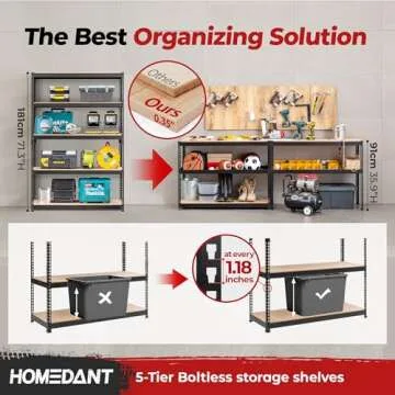 HOMEDANT Heavy Duty Adjustable Garage Storage Shelving Unit