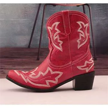 heelchic Women Classic Cowboy Ankle Boots for Women