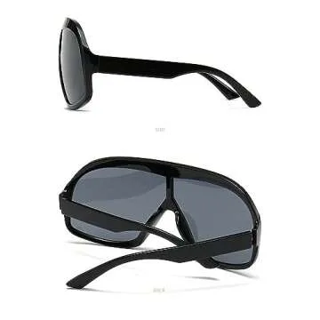 Fashion Oversized Square Women Sunglasses Vintage Punk Men Outdoor Eyewear Shades UV400 Orange Purple Sun Glasses (2pcs-black&leopard)