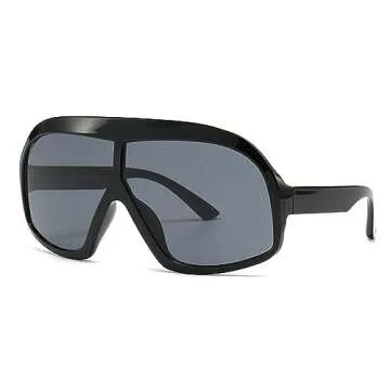 Fashion Oversized Square Women Sunglasses Vintage Punk Men Outdoor Eyewear Shades UV400 Orange Purple Sun Glasses (2pcs-black&leopard)