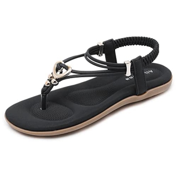 Women's Summer Sandals Beach Bohemian Beaded Ankle Walking Strap Casual Flip Flops Ladies Sexy Flats...