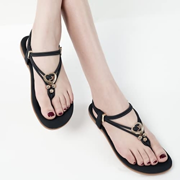 Women's Summer Sandals Beach Bohemian Beaded Ankle Walking Strap Casual Flip Flops Ladies Sexy Flats Comfortable Shoes