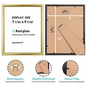 LaVie Home 8x10 Picture Frames (6 Pack, Gold) Simple Designed Photo Frame with High Definition Glass for Wall Mount & Table Top Display, Set of 6 Classic Collection
