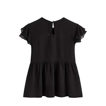 Floerns Floral Embroidered Peplum Blouse for Women