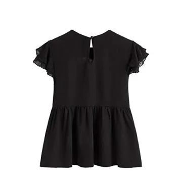 Floerns Floral Embroidered Peplum Blouse for Women