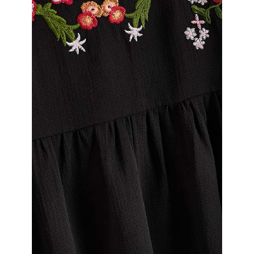 Floerns Floral Embroidered Peplum Blouse for Women