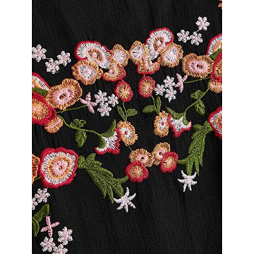 Floerns Floral Embroidered Peplum Blouse for Women