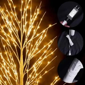 Dazzle Bright 3 Pack Light up Birch Tree, 4FT 96 LED/ 5FT 120 LED/ 6FT 240 LED Pre lit Birch Christmas Tree for Xmas Indoor Outdoor Home Party Garden Decor