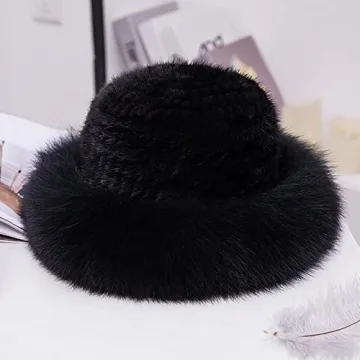 YXCFEWD Mink Fox Fur Hat Elegant Winter Warm Women