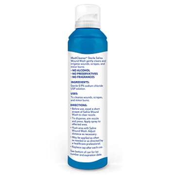 MediCleanse First Aid Sterile Saline Wound Wash, Promotes Healing, No Stinging or Burning, 7.4 oz Sp...