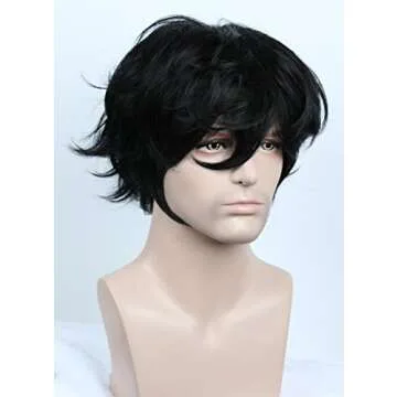 Linfairy Halloween Costume Cosplay Wig for P5 (short black)