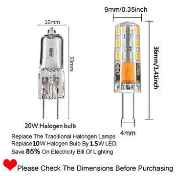 RAYHOO 10pcs G4 LED Bulbs 1.5W AC/DC 12V Halogen Replacement Warm White