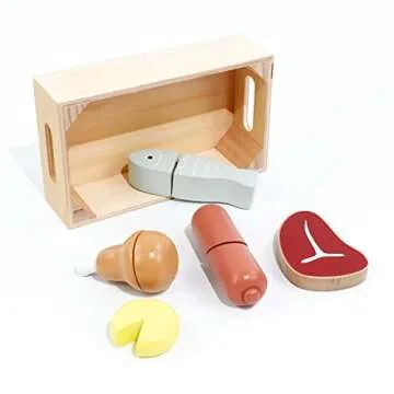 PairPear Wooden Play Food Set for Toddlers - Fun Kitchen Toy