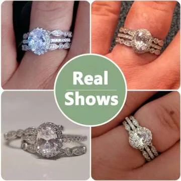 Newshe Jewellery Engagement Sets Wedding Rings For Women 925 Sterling Silver 3pcs White Cz Size 7