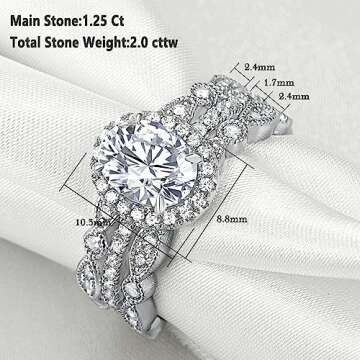 Newshe Jewellery Engagement Sets Wedding Rings For Women 925 Sterling Silver 3pcs White Cz Size 7